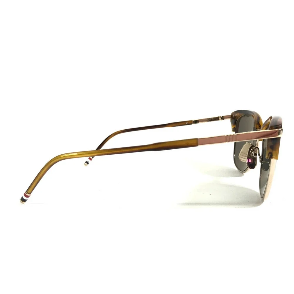 Thom Browne Sunglasses TB-505-D-WLT-GLD-56 Brown Gold Cat Eye with Green Lenses